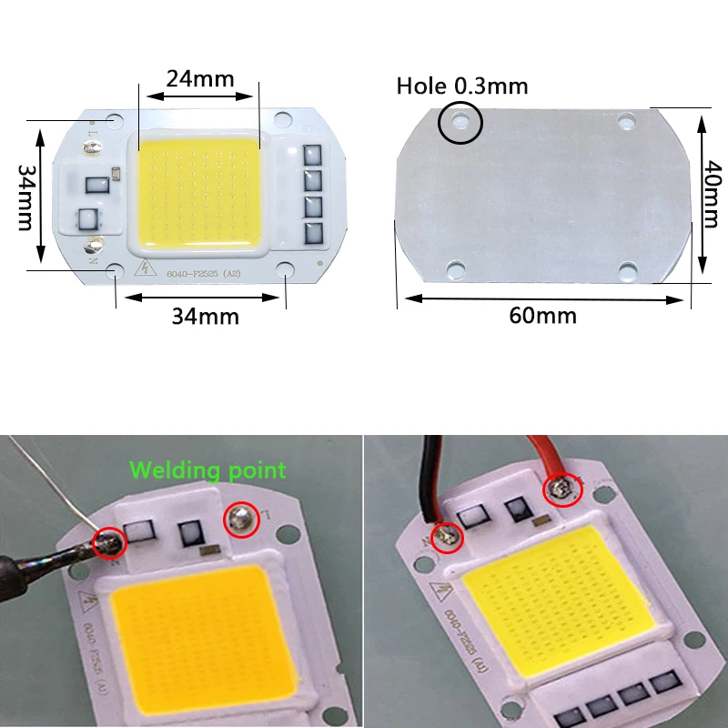 Inteligentna dioda LED o dużej mocy AC110V/220V, bez napędu, układ scalony, 20W, 30W, 50W, DIY, omni, COB, reflektor LED, zewnętrzna lampa układowa