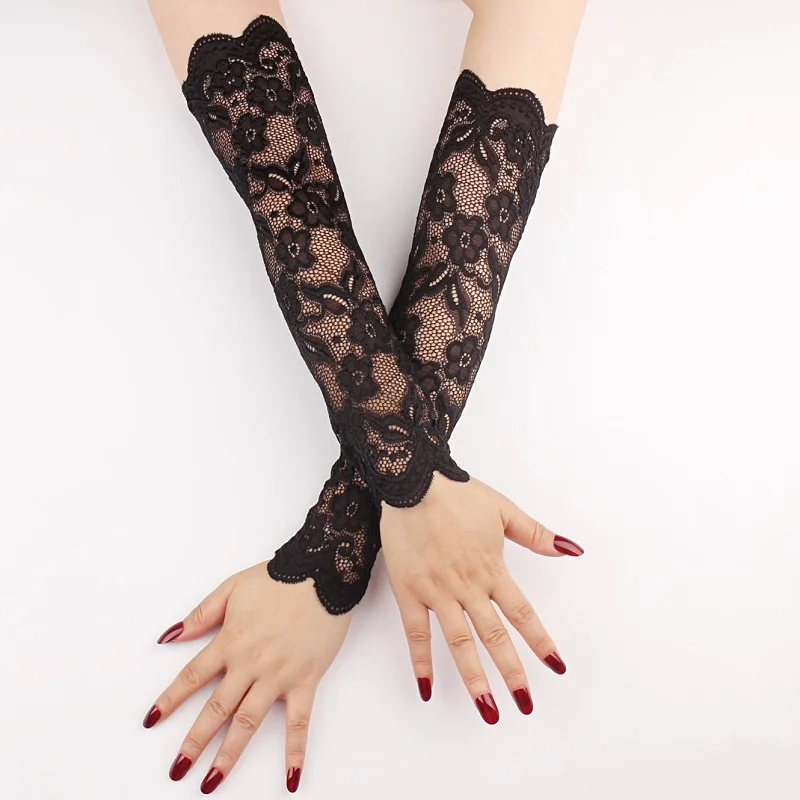 

Lace Summer Ice Silk Long Arm Sleeves for Brides Thin Wristbands for Women Cover Scars Sunscreen Driving Cycling