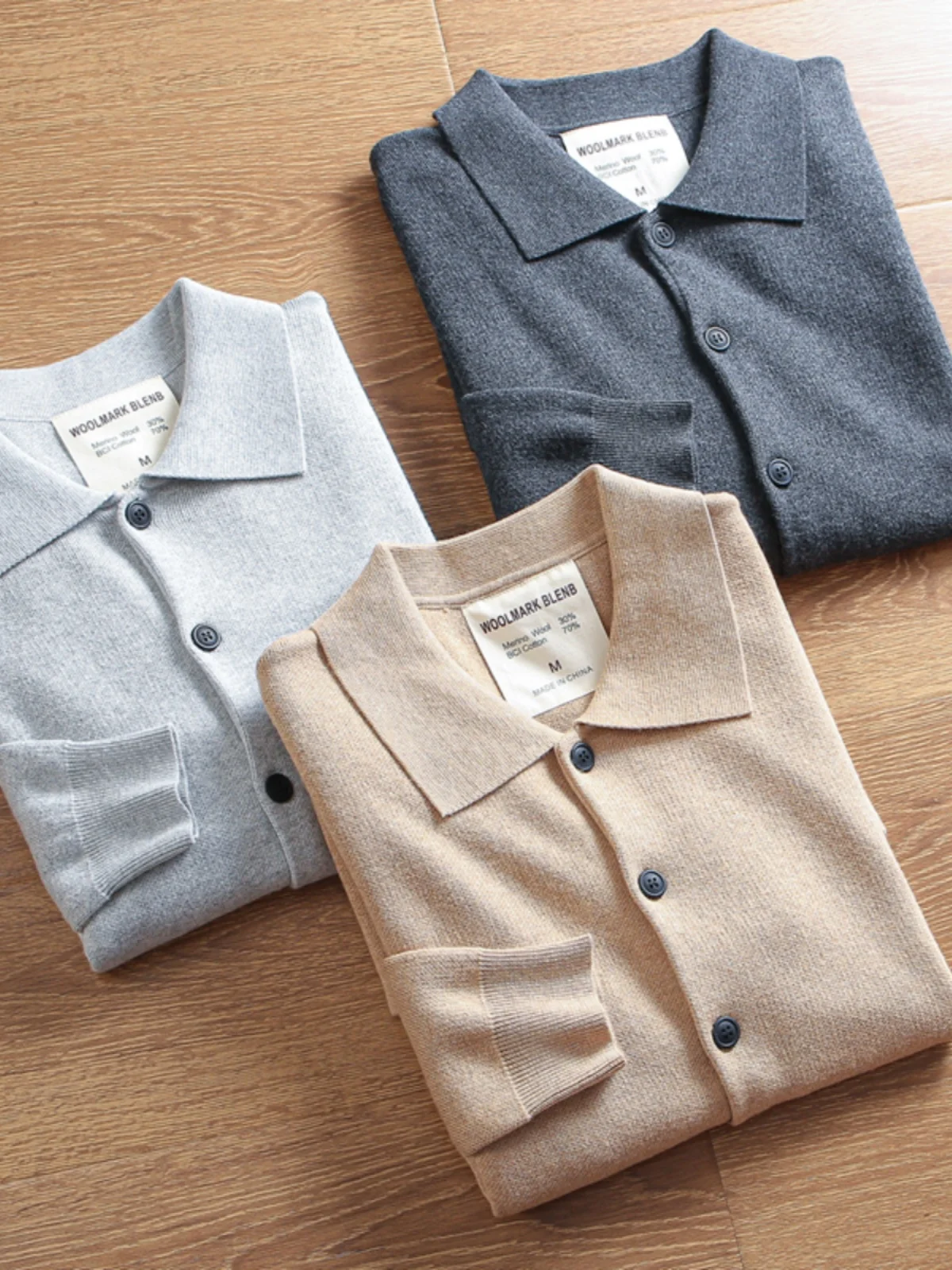 

Men's Woolen Knitted Cardigan Coat Turn-down Collar Warm Faionable Autumn Winter Leisure Busin Casual Straight Cut Fit