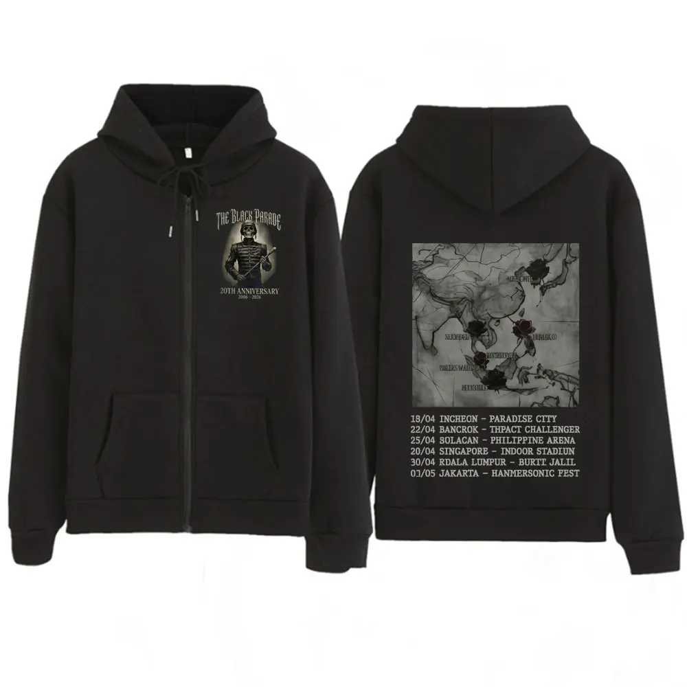 

Толстовки на молнии с капюшоном группы My Chemical Romance, свитшоты The Black Parade 2026 Tour, зимняя женская одежда, пуловеры с длинными рукавами