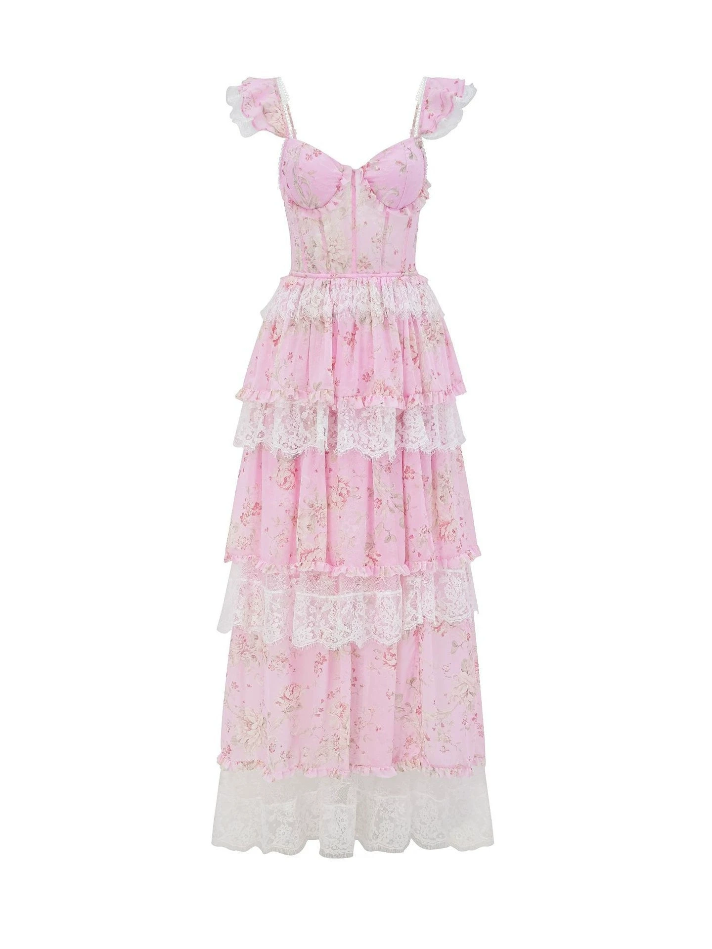 

Sweet little flying skirt lace cake dress summer gentle temperament suspender dress simple light luxury long skirt-GZXX481