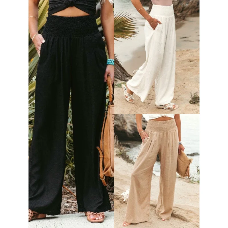 New Color Casual Wide Leg Pants High Waist Long Trousers Women's Faion Spring  High Waist Wide Leg Pants