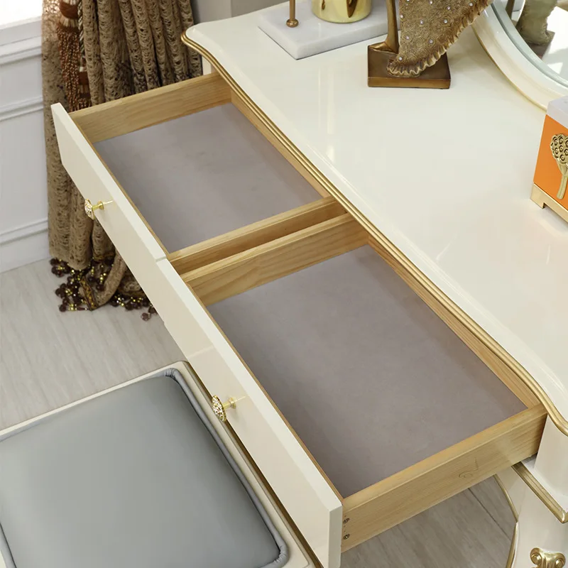French light luxury dressing table combination European style beech wood dressing table white dressing table carved table