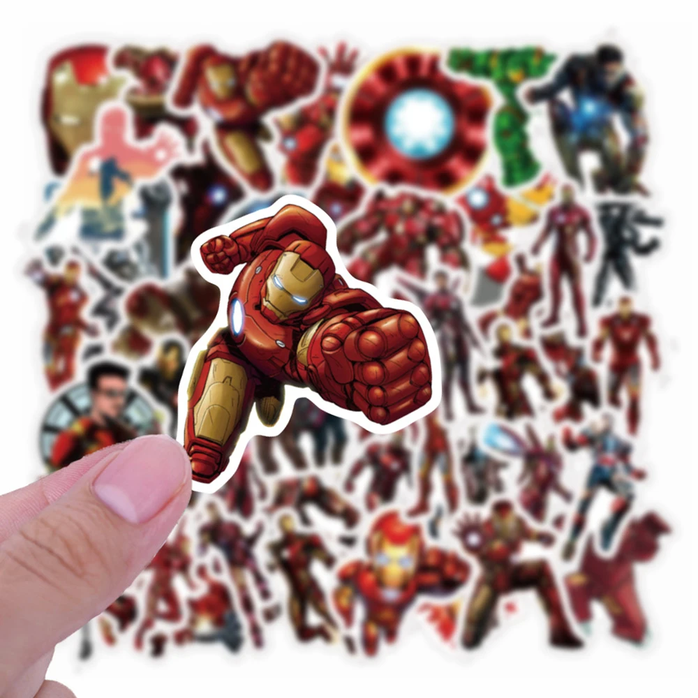 10/30/50PCS Disney Iron Man Marvel Stickers Graffiti Toys DIY Phone Skateboard Helmet Bike Car PVC Waterproof Sticker For Kids