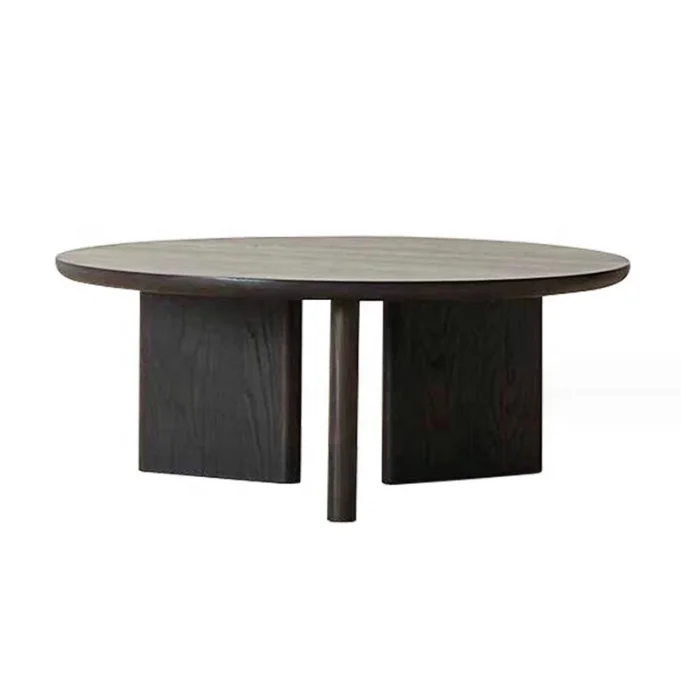 Home Furniture Modern Living Room Furniture Cheap Wooden Side Table Walnut Color Wood Frame Triangle Base Coffee Table