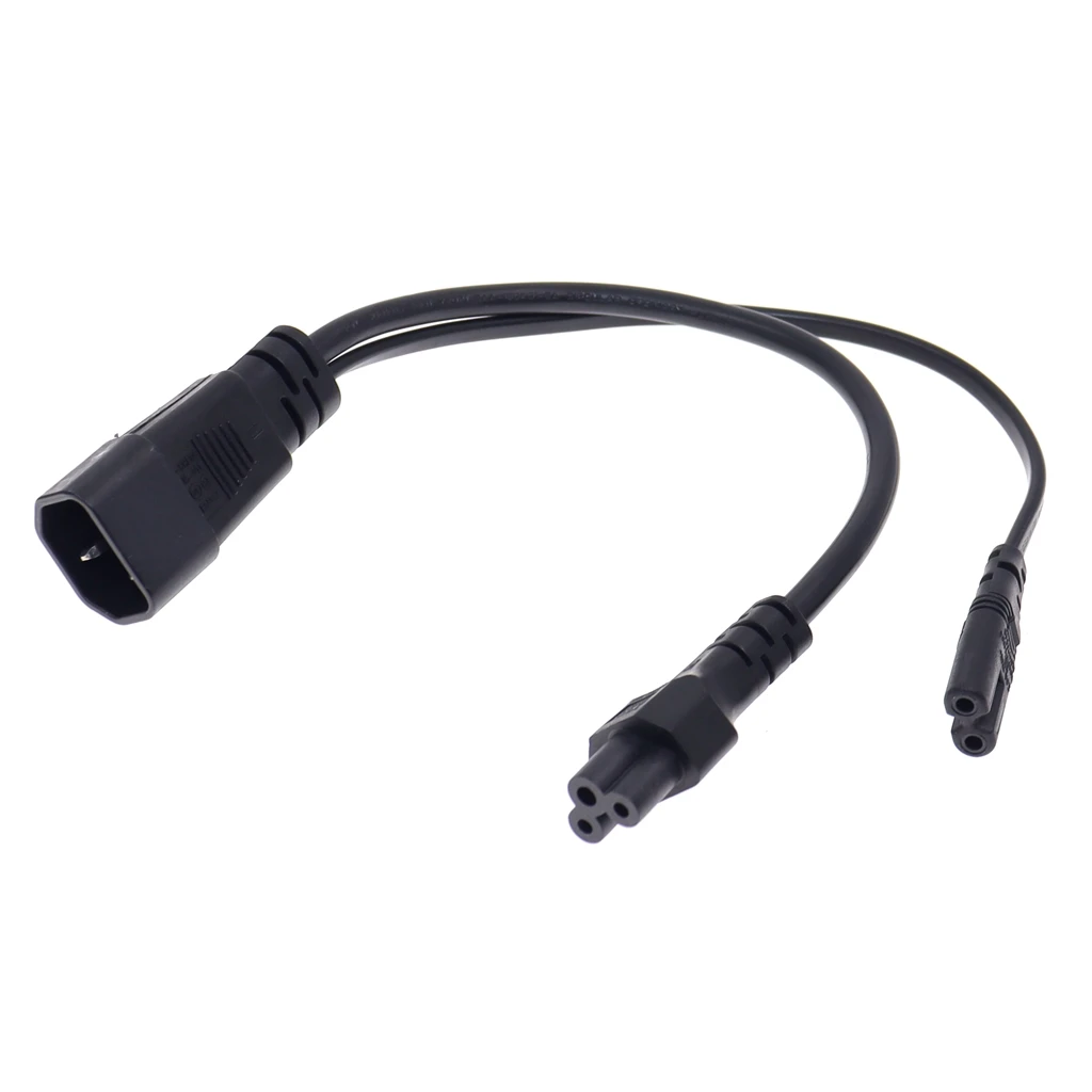 Y Type Splitter Power Cord ,IEC320 C14 Plug 3-Prong Male Power Cable Cord AC Power Adapter to C7 +C5 Female