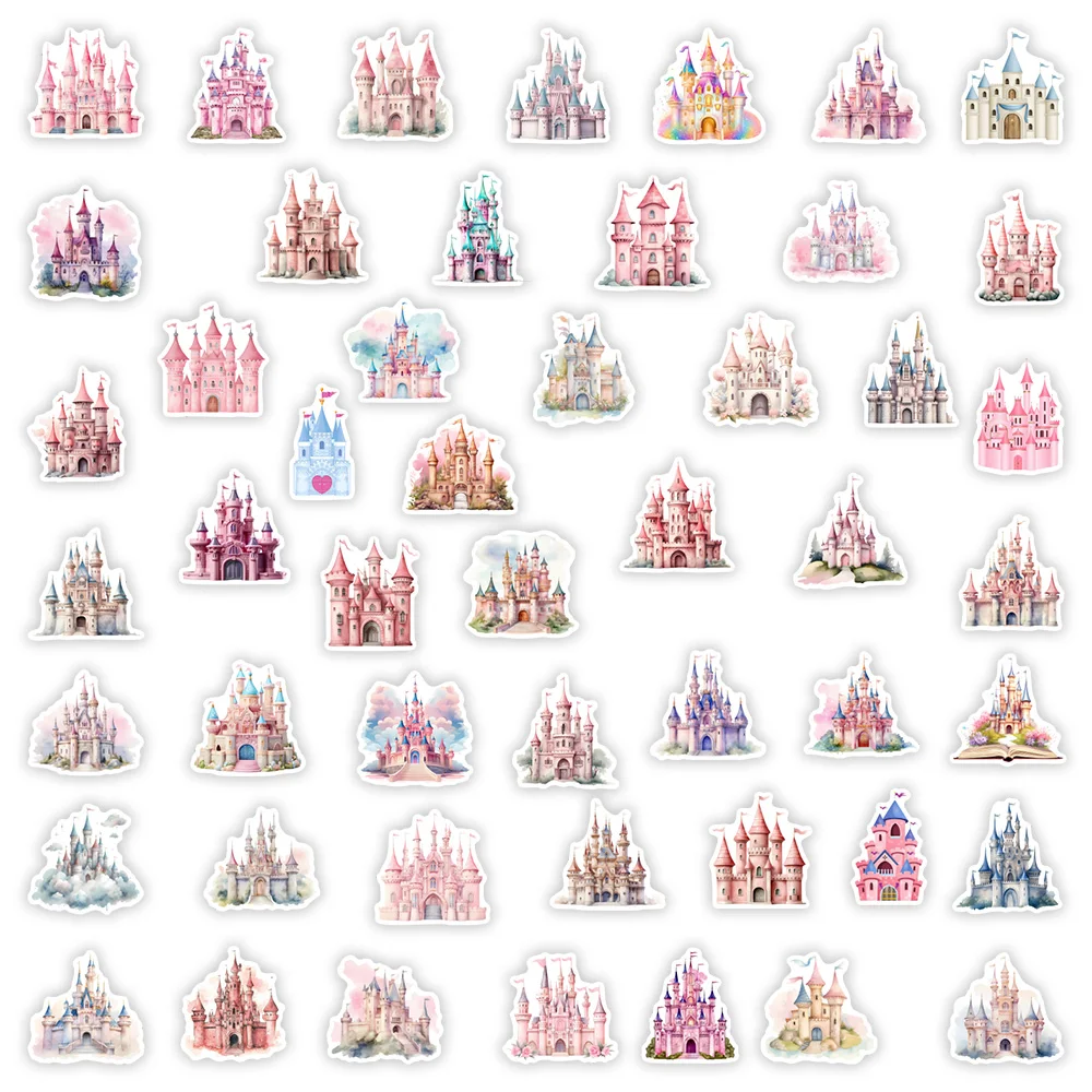 Picture 7: Watercolour Cartoon Castle Stickers DIY House Decal for Laptop Phone Scrapbook Luggage Decorative Bottles Graffiti Waterproof