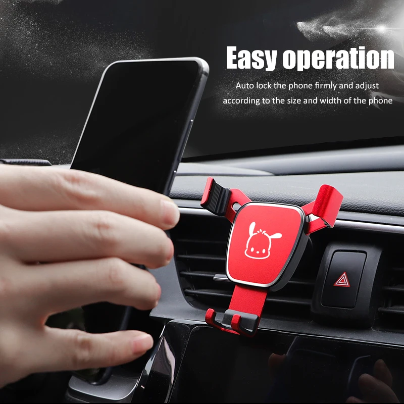 1 قطعة سانريو مرحبا كيتي Kuromi شعار هاتف السيارة منفذ الهواء لطيف الكرتون سيارة الملاحة دعم خاص سيارة الداخلية كتيفة ثابتة #2