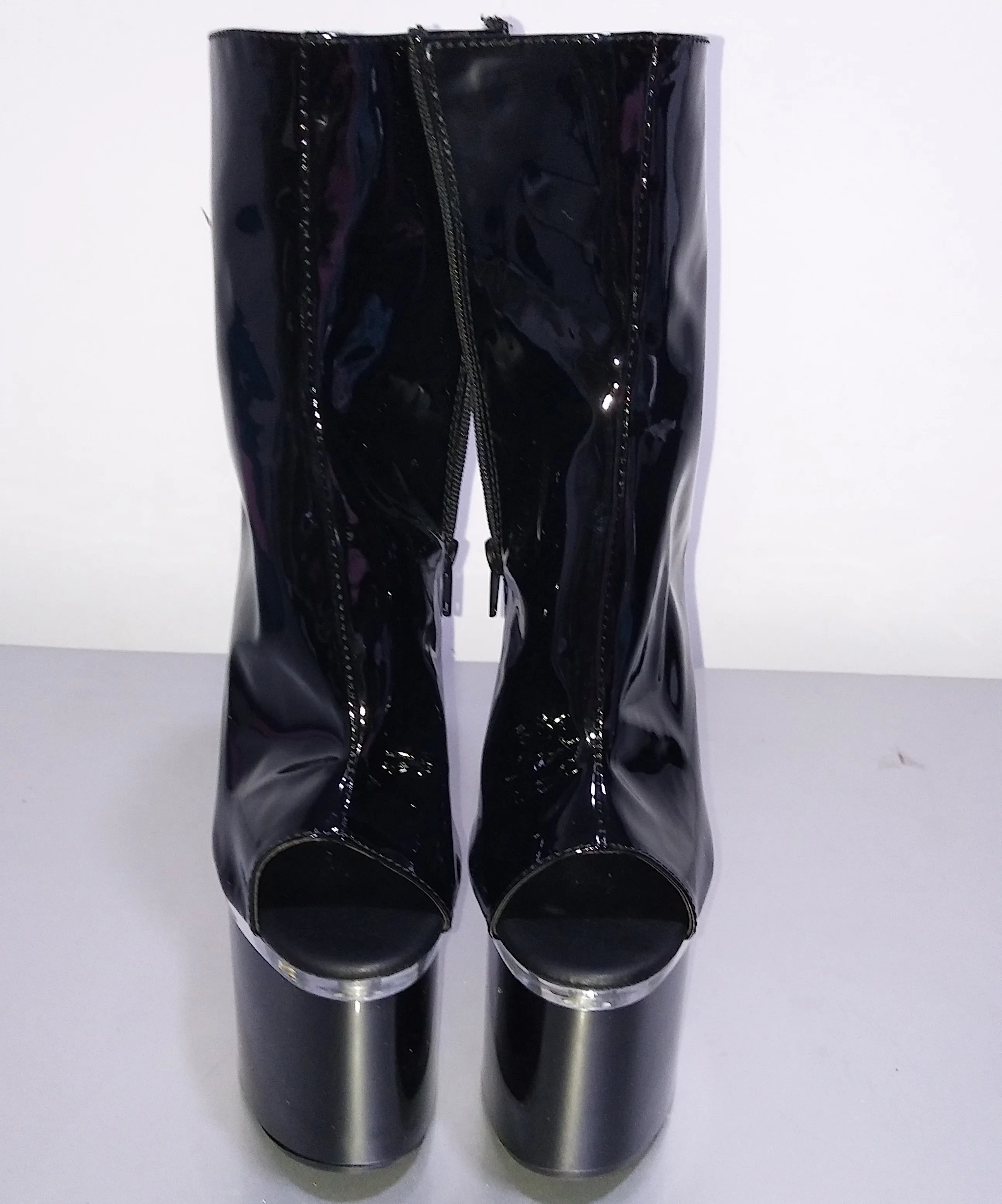 The latest sexy cool 18 cm super thick high heel female boots, fashionable Pu leather short boots, banquet dance shoes