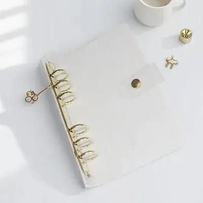 

Glitter PVC Ring Binder Metal Button Looseleaf Notebook A6 Travel Diary Office Supply Professional Planner Binders Files Folders