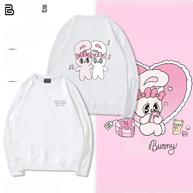

Свитшот EstherBunny из чистого хлопка, круглый вырез, свободный крой, удобный повседневный стиль для мужчин и женщин