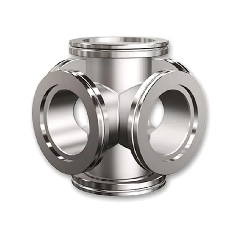 ISO200 6-Way Cross Adapter 304L SS HV Chamber Port Nut Bolt Flange
