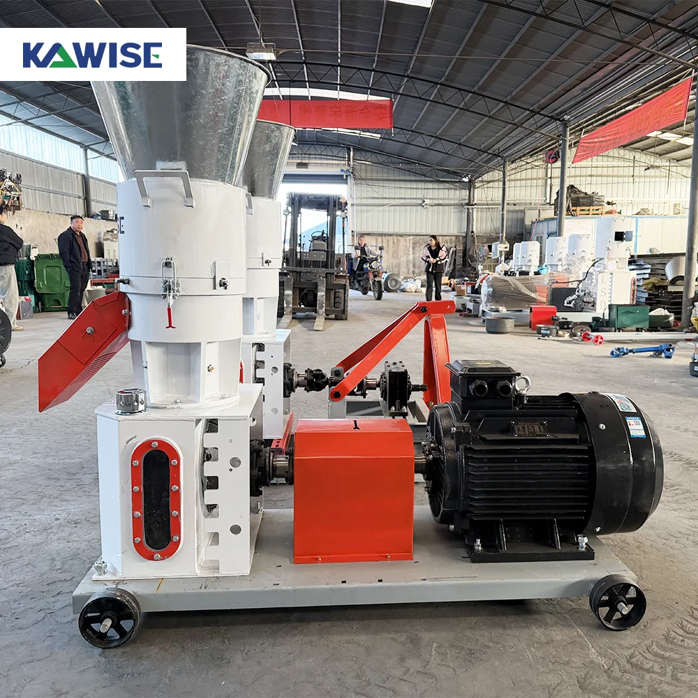 AIROW Commercial 1 Ton Per Hour Animal Feed Pellet Machine Active Roller Rotation for Hard Materials and Bran Mix