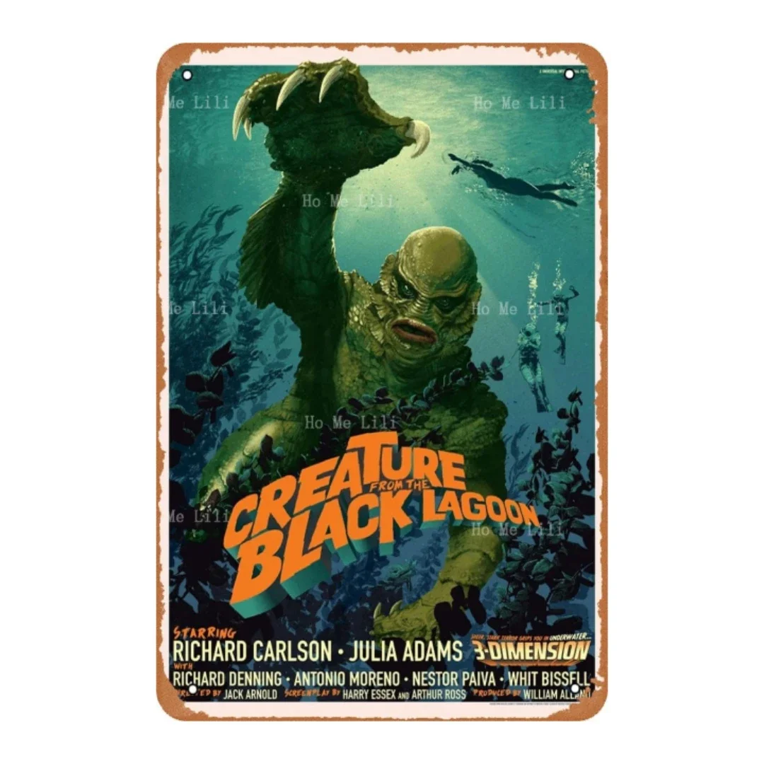 Creature From The Black Lagoon Movie Poster Retro Metal Sign Vintage Tin Sign For Bar Man Cave Cafe Office Home Wall Decor Merch