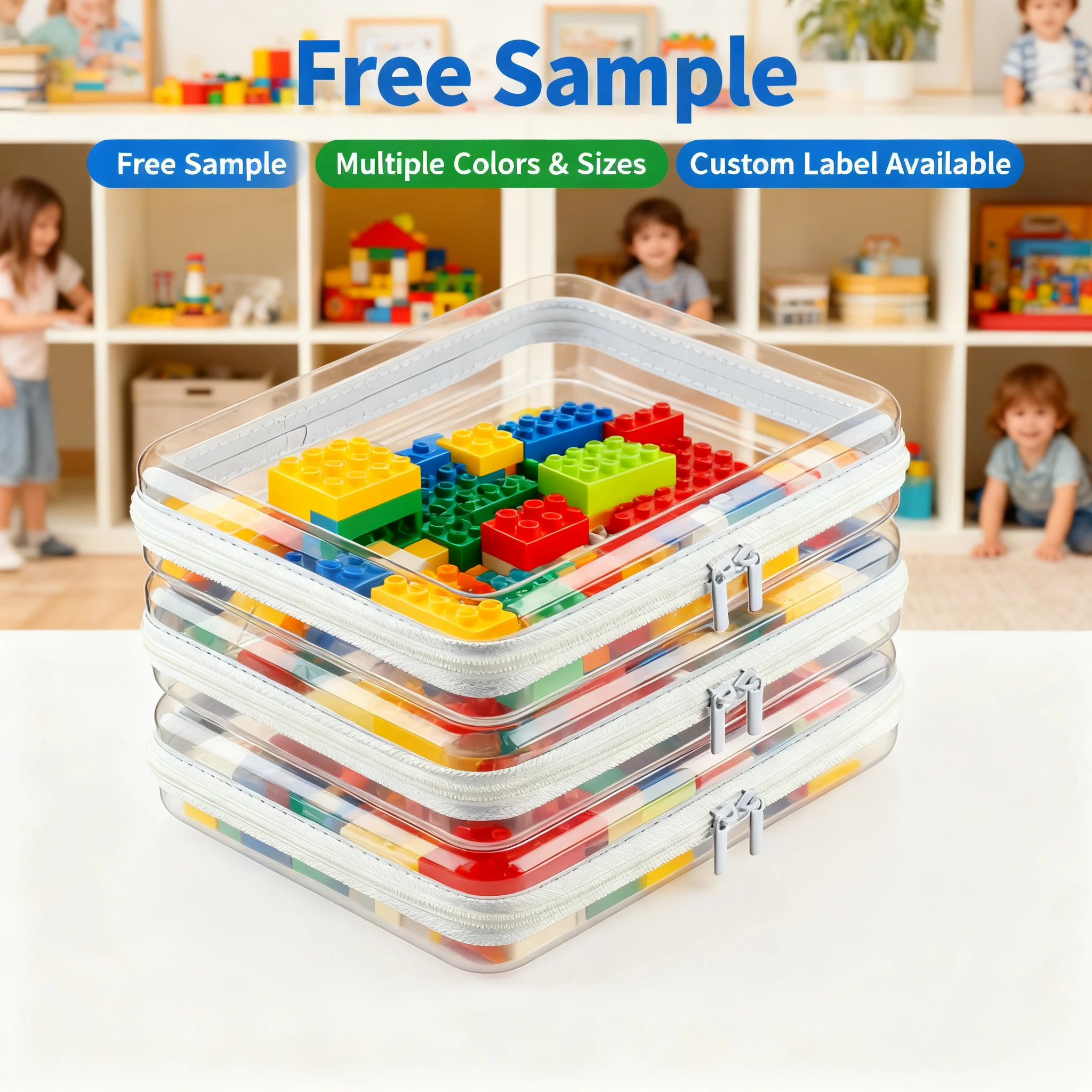 Large transparent hard-shell zipper box, diaper bag storage bag, waterproof cosmetic bag, children's toy storage box, pencil box