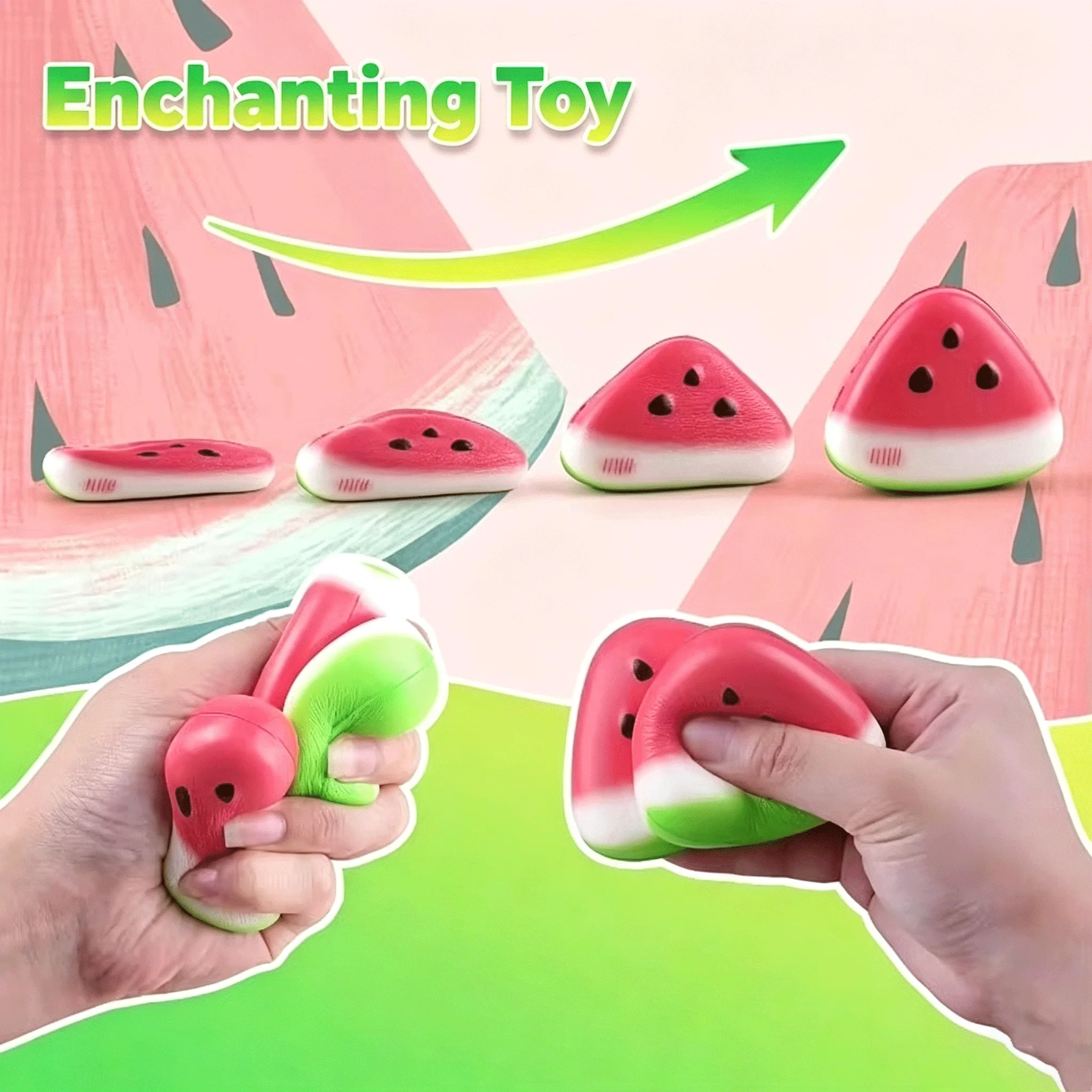 Niedliches Wassermelonen-Squishy-Spielzeug, langsam aufsteigendes Frucht-Quetschspielzeug, Fidget-Spielzeug zur Stresslinderung, Anti-Angst-Soft-Dekompressionsspielzeug als Geschenk. – Detail 5