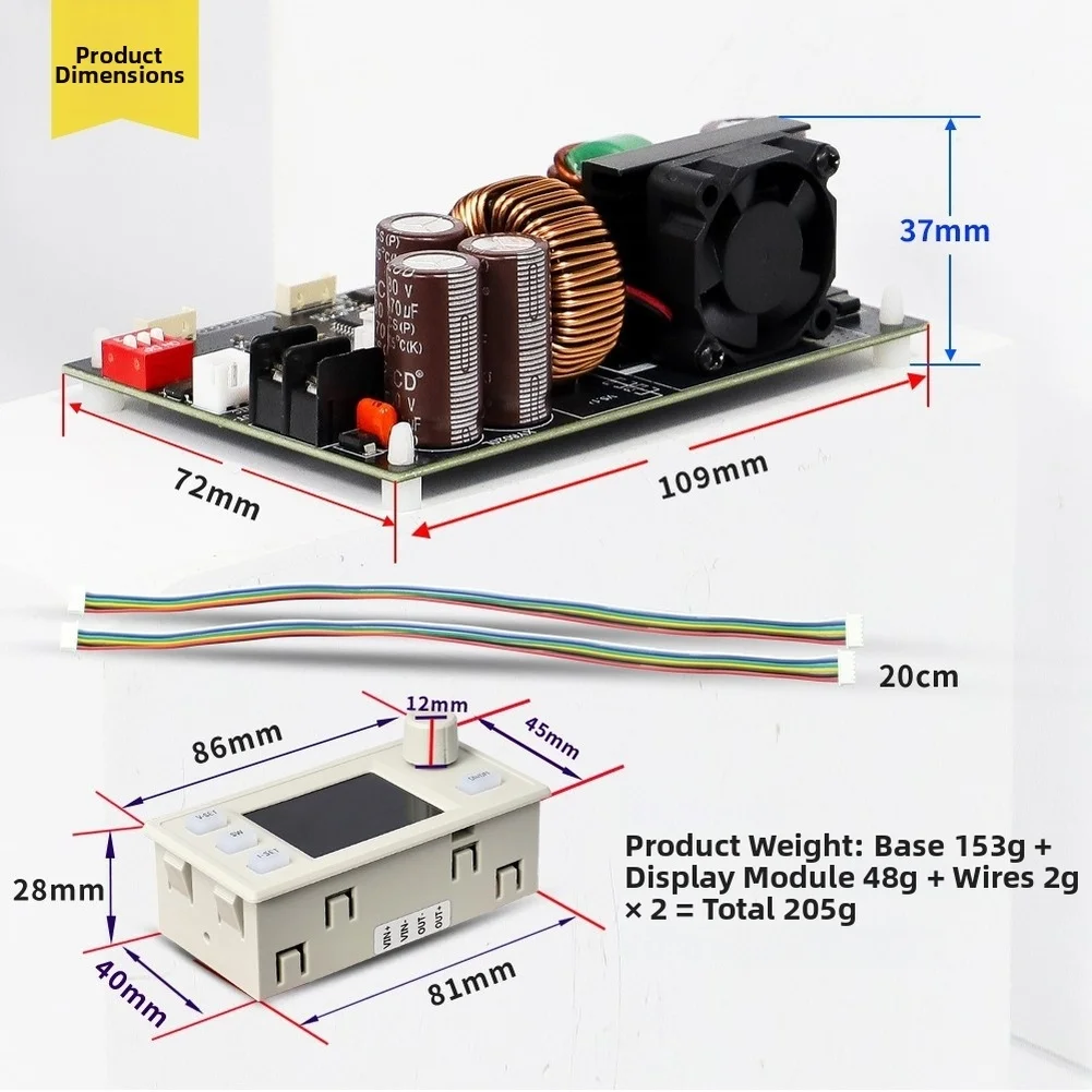 900W Programmable DC Power Supply 0 to 60V 0 to 15A with Digital Control Panel for Educational Labs and DIY Projects