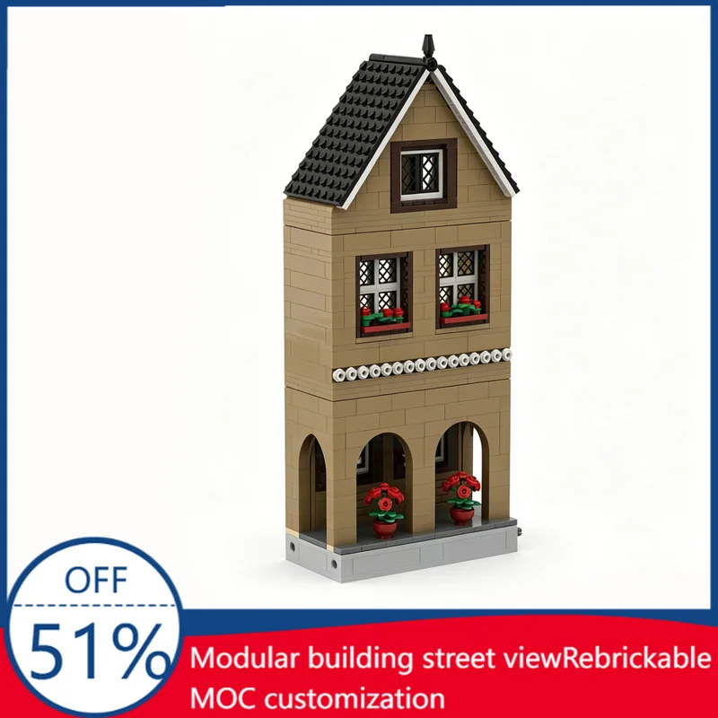 

712PCS City Modular Caribbean Sports Bar Building Model Custom Creative Blocks Children Assembly Educational Toy Festival Gifts