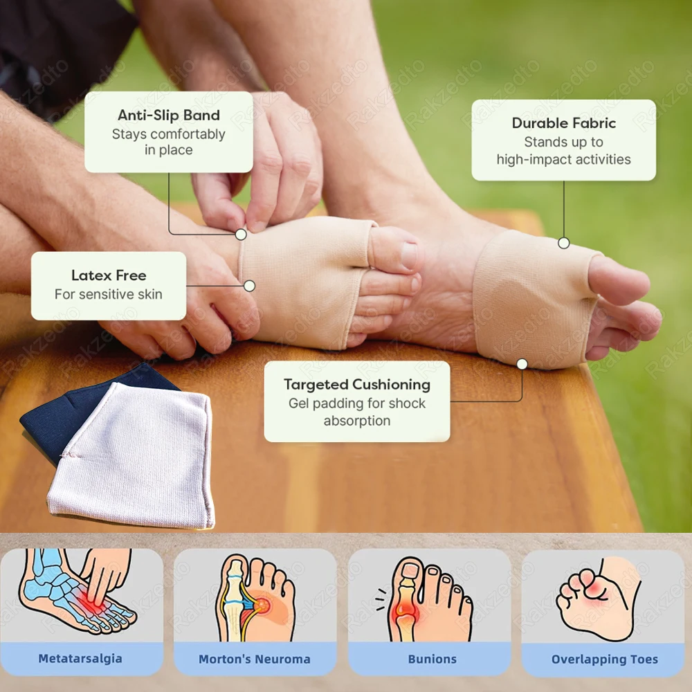 Silicone Metatarsal Foot Pads for Shoes Man Long Standing Forefoot Pain Relief Insoles for Shoes Woman High Heels Gel Inserts