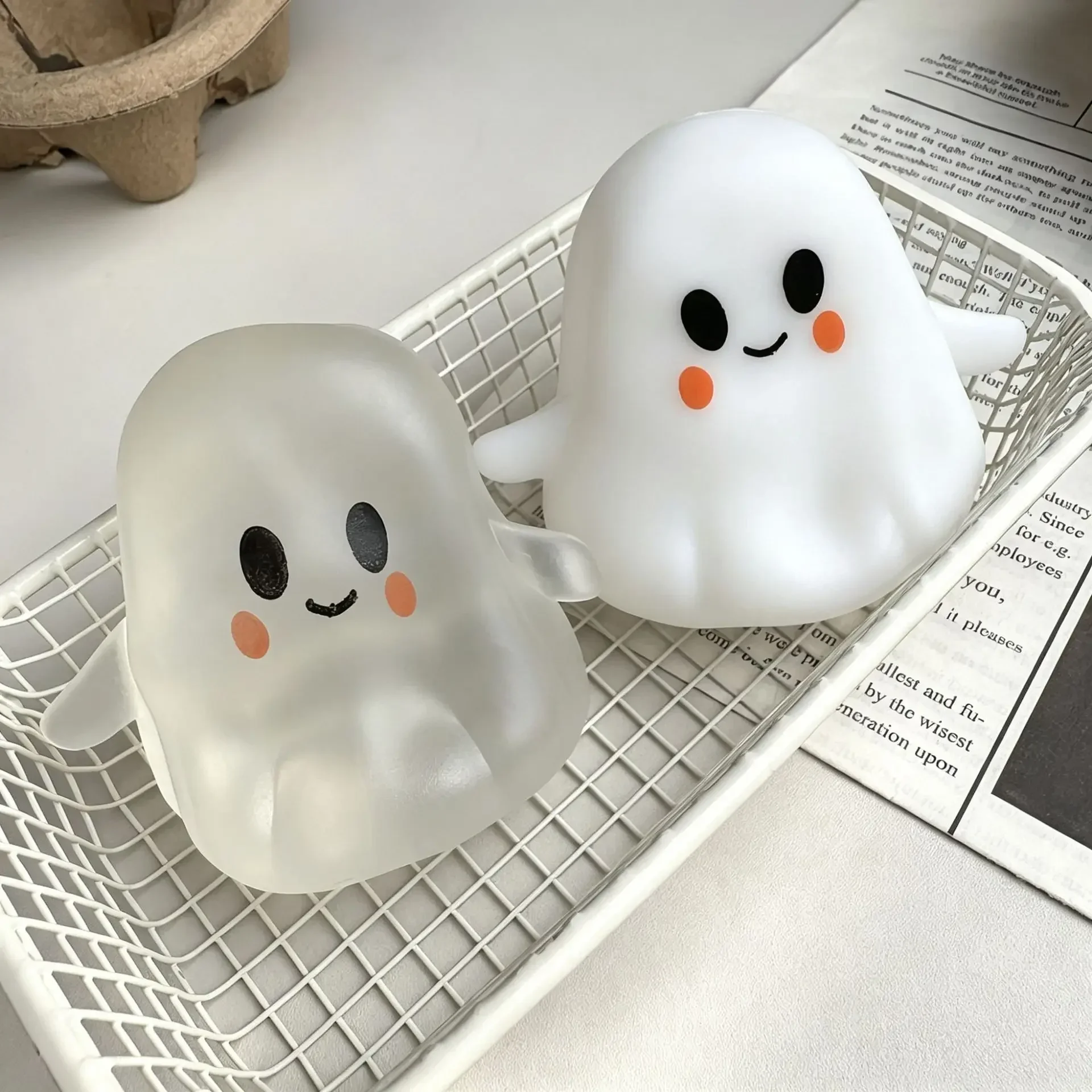 1PC Halloween Ghost Squishy Cute Soft Skull Squeeze Fidget Slow Rebound Table Figurines Halloween Christmas Party Gift