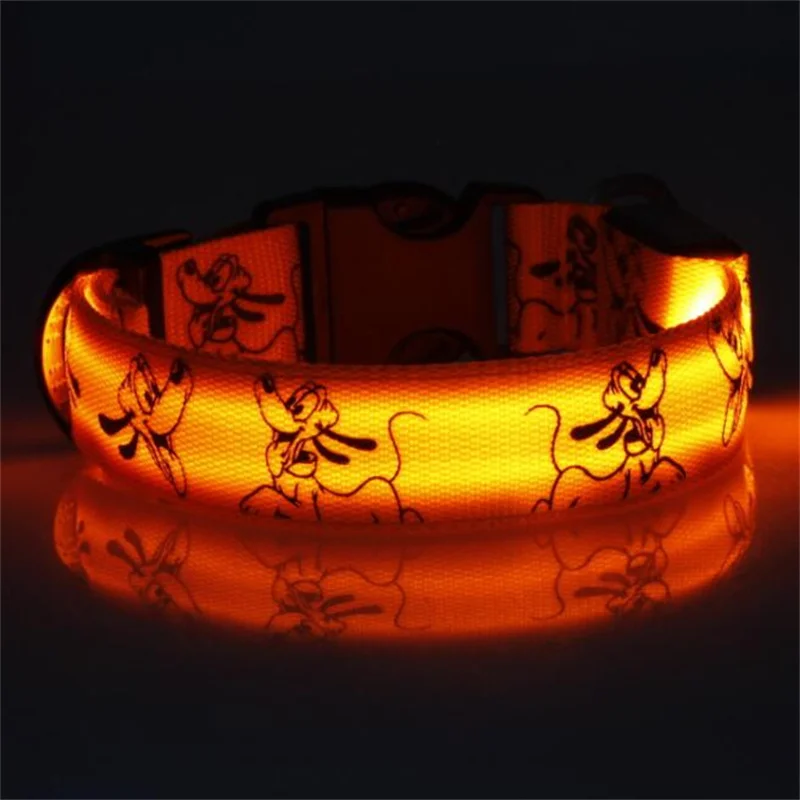 

Printed Cute and Fashion USB LED Shining Collar Optical Fiber Glow In the Dark Choker Rechargeable Pet Items Puppy Accessories