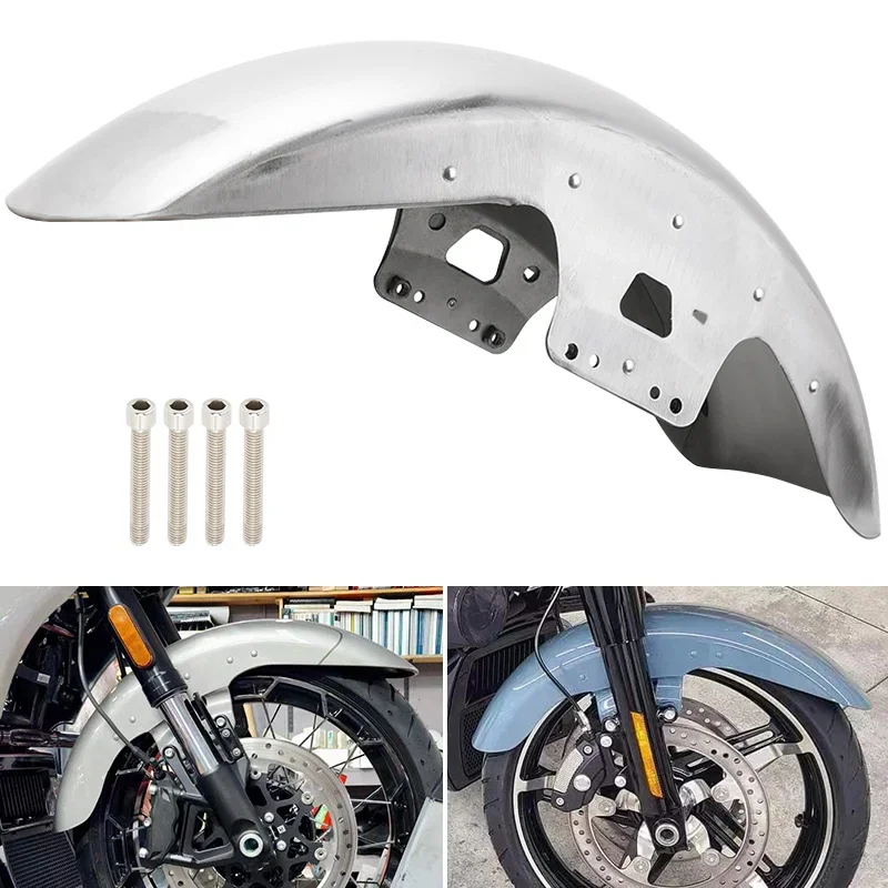 

Motorcycle 19" Unpainted Wrap Front Fender Mudguard Cover Accessories For Harley Touring Road King Electra Street Glide 2014-up