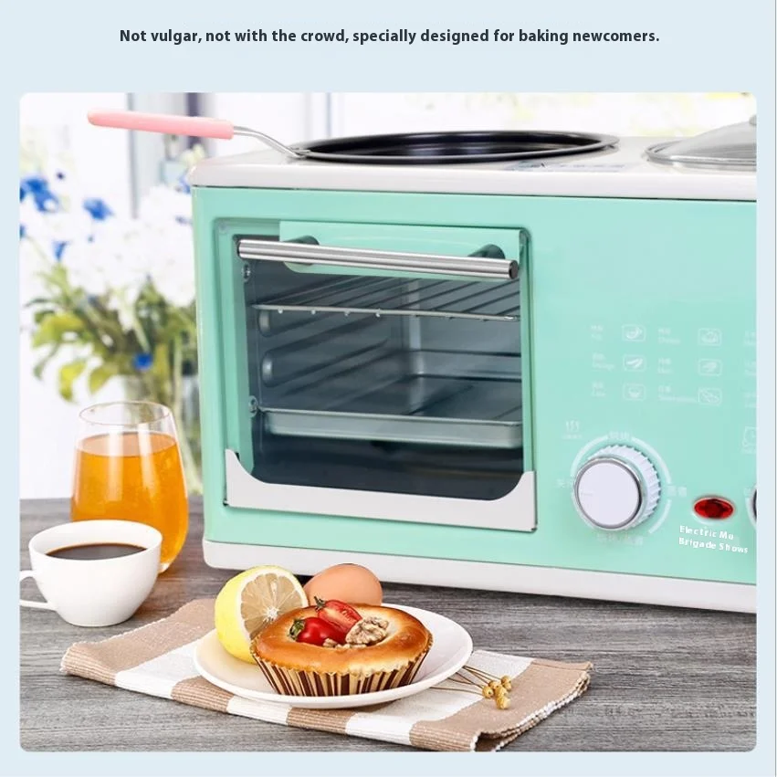 Multifunctio 4 in 1 Breakfast Machine Mini Bread Toaster Baking Oven Omelette Fry Pan Hot Pot Boiler Food Steamer home appliance