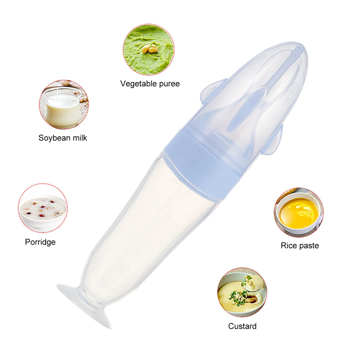 1 قطعة زجاجة معجون الأرز سيليكون ضغط المغذية للطفل الحبوب الفاكهة هريس الخضار الهريس الوليد زجاجة تستخدم في الرضاعة