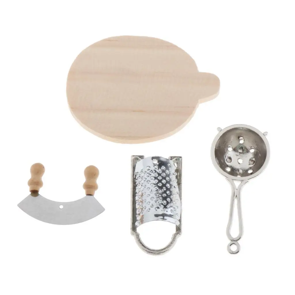 Kit de jeu de cuisine l'inventaire, maison de courses, mini meubles, modèle d'ustensiles, planche à découper, passoire, accessoires de jouets de simulation, 1:12