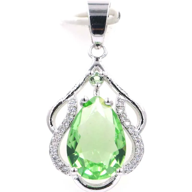 

Buy 3 Get 1 Free 33x17mm Gorgeous Green Tsavorite Garnet Pink Kunzite Smokey Topaz CZ Ladies Engagement Silver Pendant