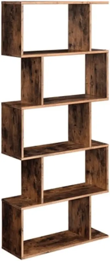 

Bookcase, 5-Tier Bookshelf, Display Shelf and Room Divider, Freestanding Decorative Storage Shelving, Rustic Brown ULBC62BX, 27.
