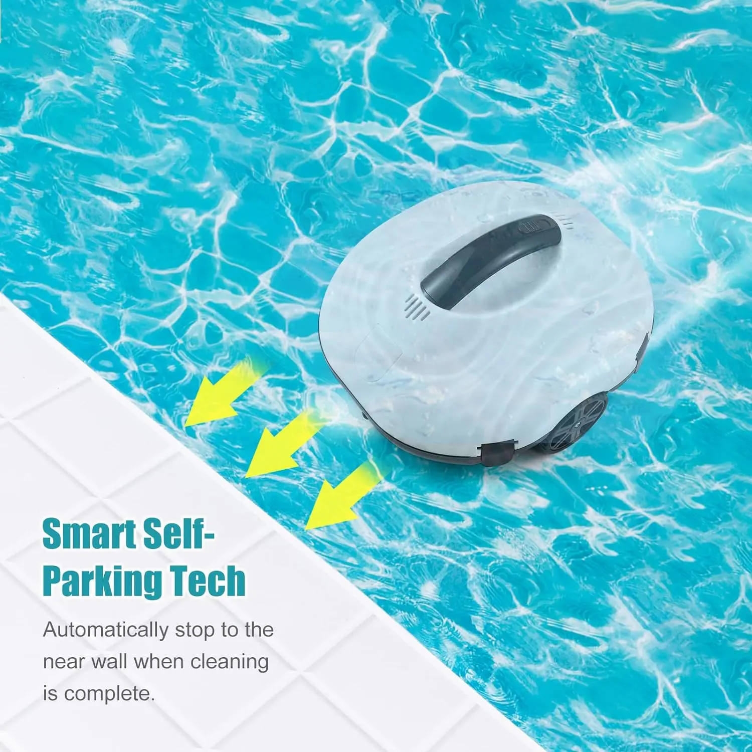 US Stock Cordless Robotic Pool Cleaner Rechargeable Li-Ion Battery Routing for Tile, PVC, Mosaic, Concrete