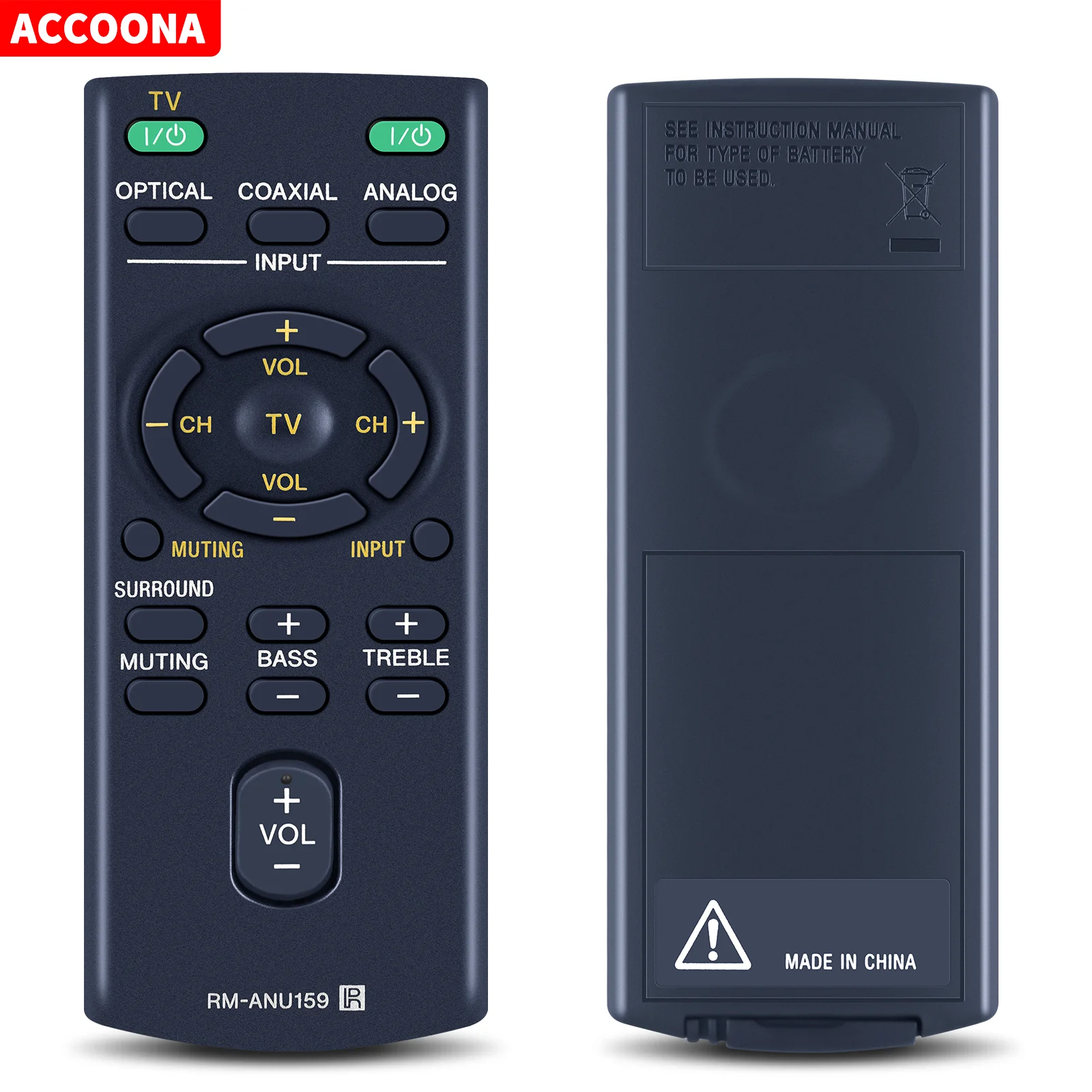 Replacement IR 433MHz RM-ANU159 Remote Control with Long Transmission for S ony Sound Bar HT-CT60 / CSA-CT60 SS-WCT60