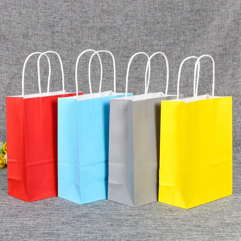 10 pcs Party Gift Bag Recyclable Kraft Paper Shopping Bag Valentine's Day Wedding Candy Gift Bag Delivery Packaging Handbag