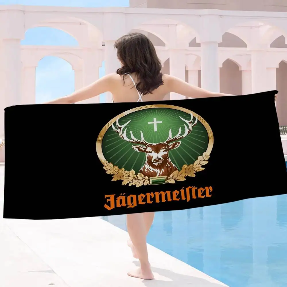 J-Jagermeisteres Logo Microfiber Blanket Quick Drying Beach Towels Oversized Printing Super Absorbent Pool Towel Blanket