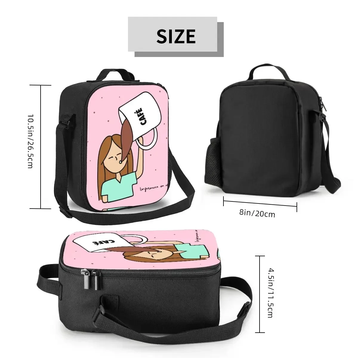 

Cartoon NurseInsulated Lunch Bags for Picnic Health Care Enfermera Portable Thermal Cooler Lunch Box Women Children