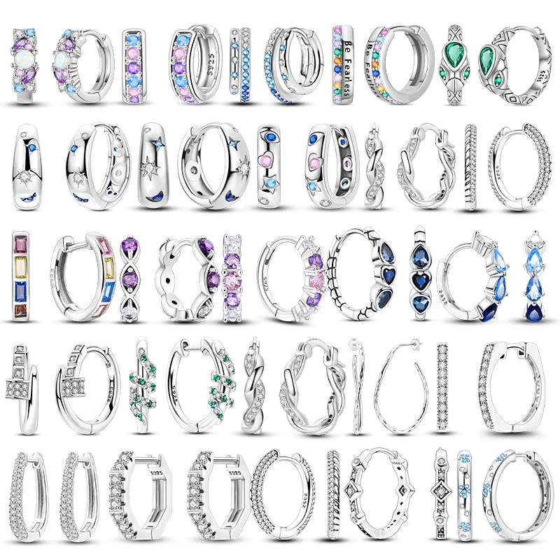 Original 925 Silver Plated Dainty Huggie Hoop Earrings Zircon Gemstone Twisted Star Hoop Earrings Jewelry Gifts for Women Girls