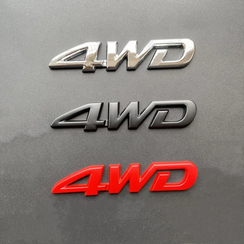 3D Metal 4WD Logo Car Rear Trunk Side Fender Emblem Badge Stickers Decals For Hyundai Jeep KIA Renault Toyota Mini Hodna