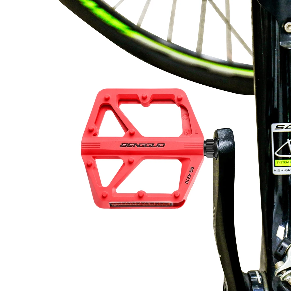 Doppelte DU-Lager-Fahrradpedale aus Nylon mit Reflektor, Fahrrad-Plattformpedale, wasserdichte Fahrrad-Sicherheitspedale für Nachtfahrten