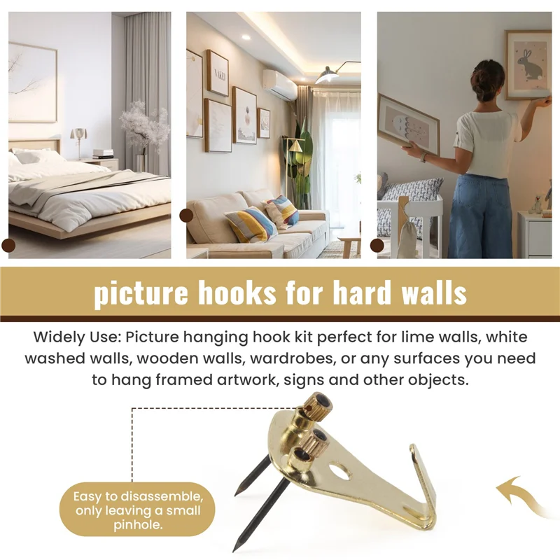 

ABZW 20 Pack 50 Lbs Picture Frame Hangers Hooks With Nails, Heavy Duty Plaster Wall Pro Photo/Heavy Mirror Hanging Kit