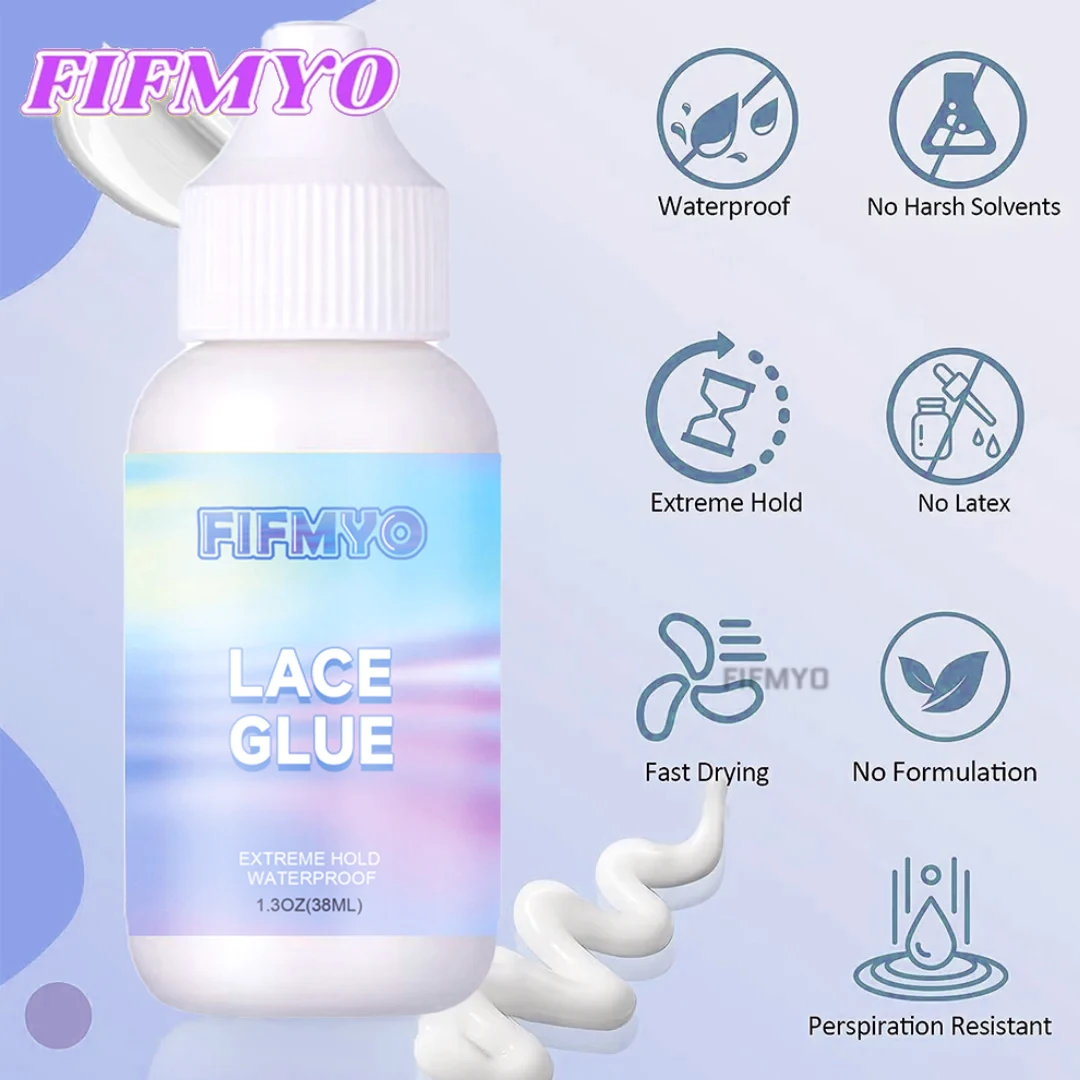 FIFMYO-pegamento de pelucas,removedor de extensiones de cabello, acabado Natural, para peluca de encaje y removedor, Kit de instalación adhesivo de peluca de encaje líquido para pelucas