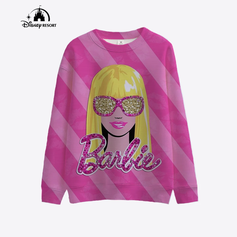 Barbie Princess Fashion Printed Women\'s Sweatshirt Round Neck Casual Sweatshirt Spring and Autumn Women\'s Wear