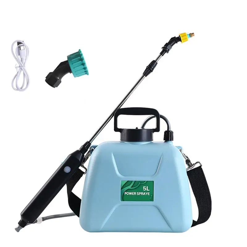 AB08-Powered Sprayer 5L Lawn Sprayer Weed Sprayer With 2 Spray Nozzles Telescopic Wand And Adjustable Shoulder Strap
