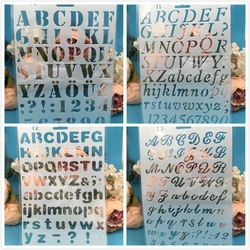 Plantillas de capas para manualidades, plantillas de letras del alfabeto, pintura, álbum de recortes, estampado en relieve, álbum, plantilla de tarjeta de papel, 27cm, 4 unidades por lote