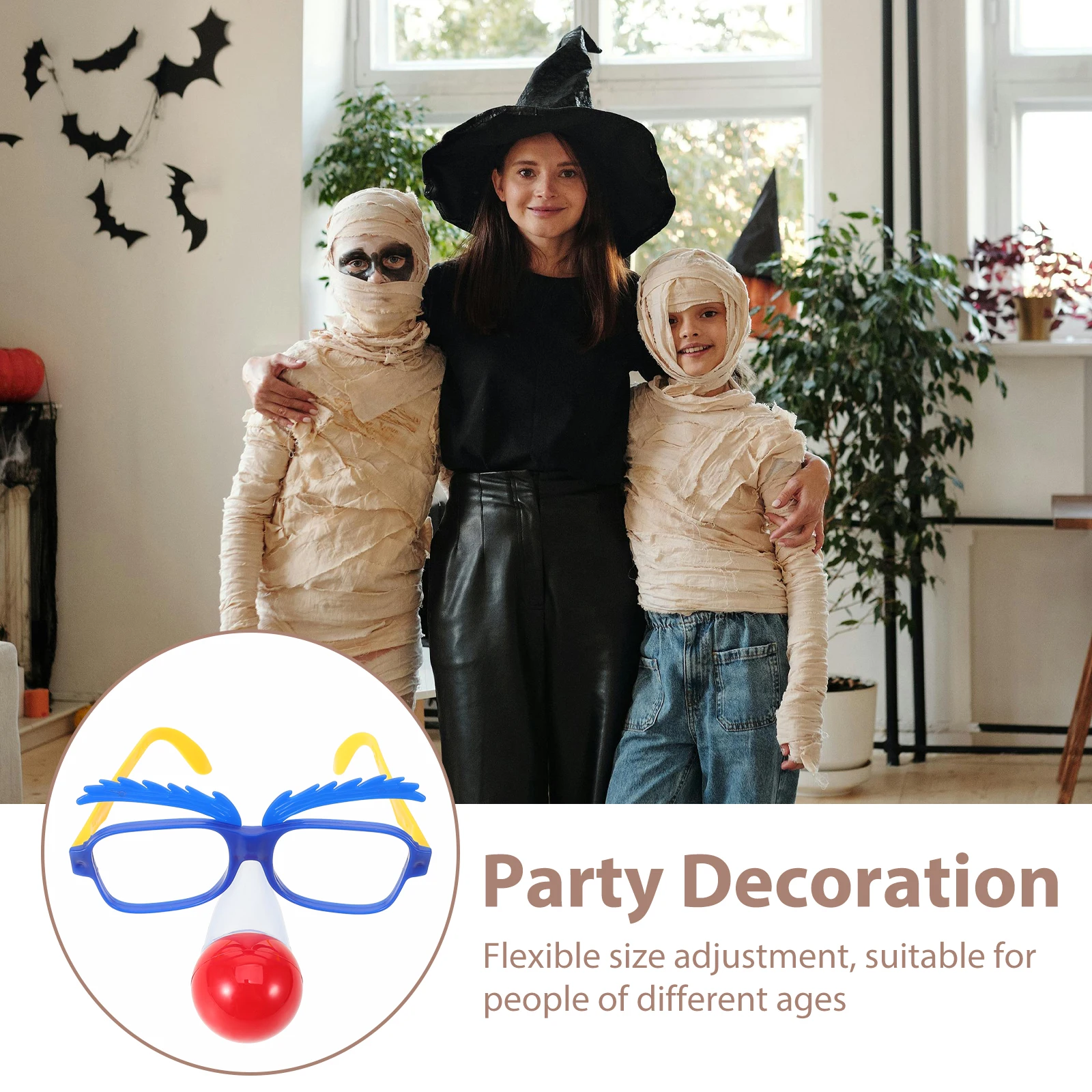 

Clown Glasses Funny Costume Props Party Accessories With Nose For Adults Kids Reusable Durable Easy To Clean Maintain Suitable