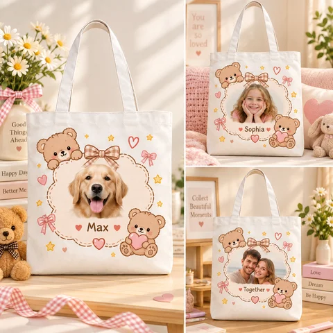 Custom Bag Single-Sided Print Soft Cotton Canvas Tote Bag DIY Personalized Pattern Shoulder Handbag Reusable Large Capacity