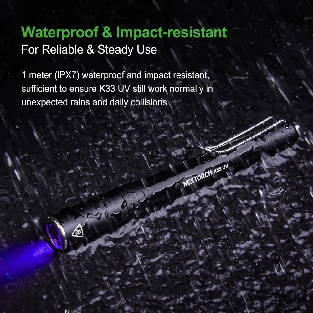 

NEXTORCH K33 UV 365nm 1300mW High power UV Blacklight USB Flashlight Cat Dog Urine Tinea Ore Money Scorpion Fluorescence Light