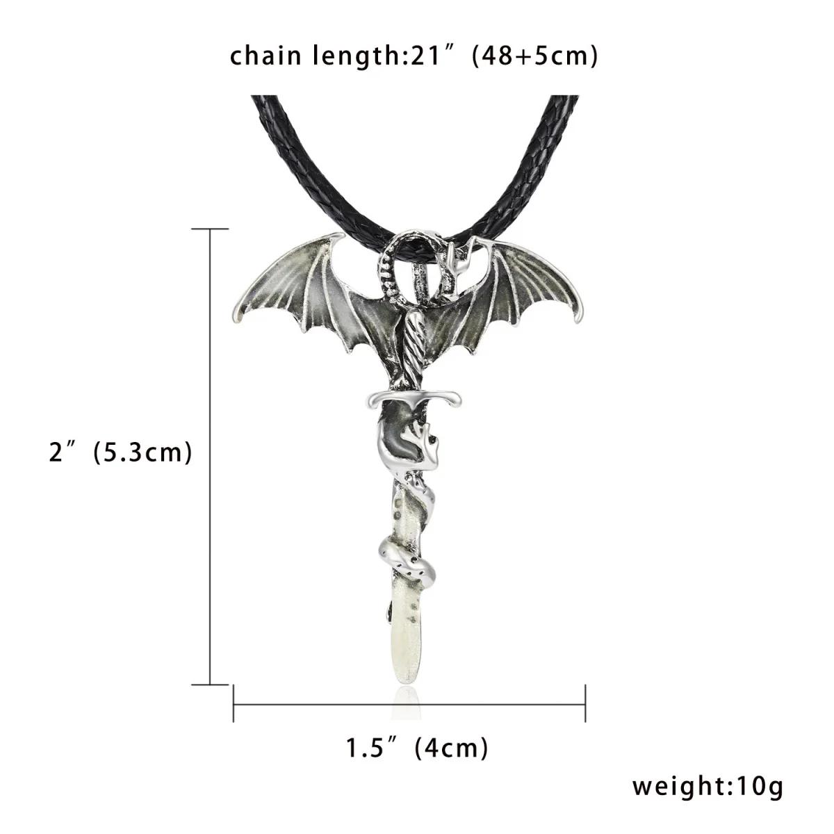 Vintage Fashion Luminous Flying Dragon Cross Pendant Necklace For Men Women Punk Glow In Dark Animal Choker Halloween Jewelry