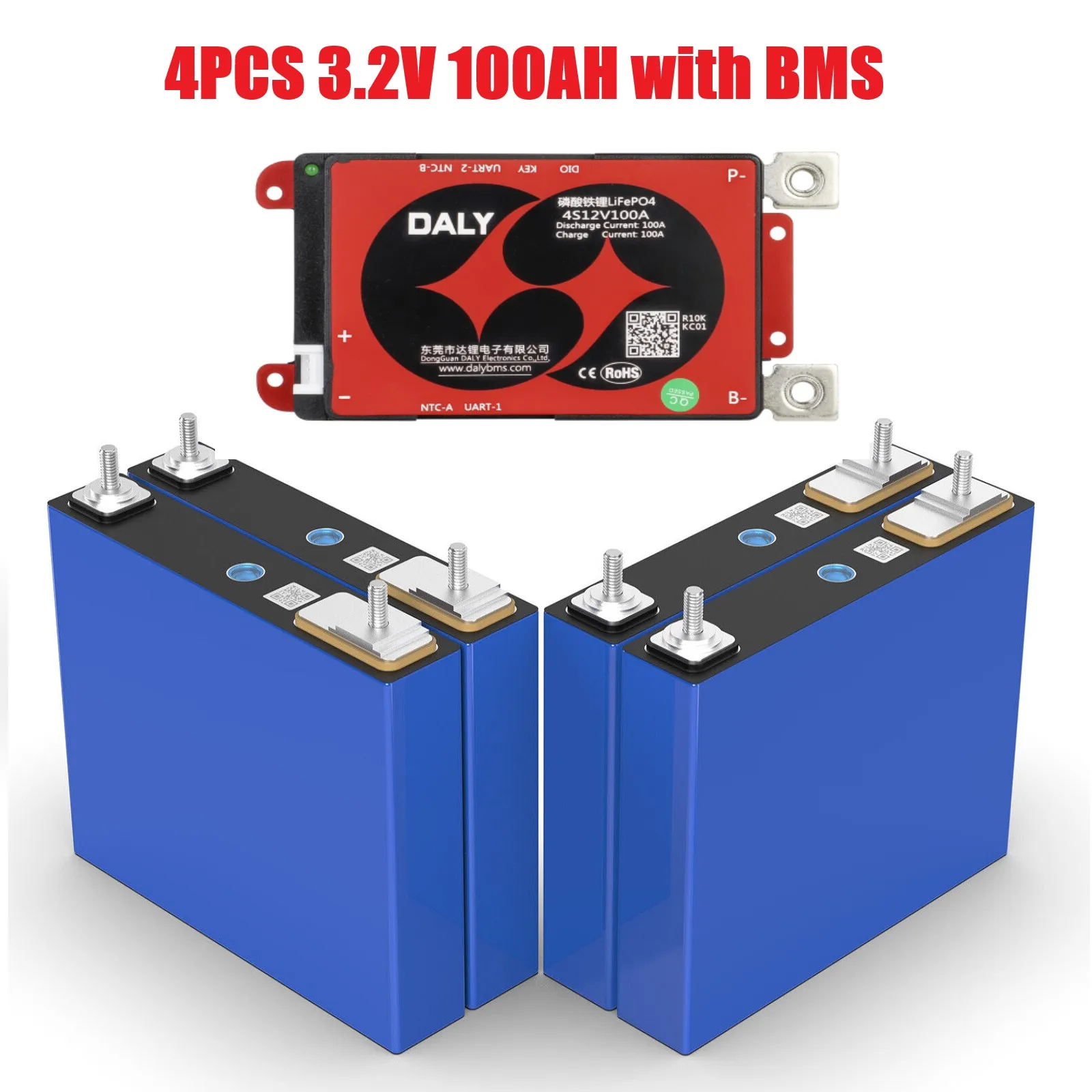 3.2V 50Ah Lifepo4 Batterij Cel DIY Ijzerfosfaat 12V 50Ah Batterij BMS Voeding 4000+ Cyclus Boot Golf Off Grid Zonnestelsel