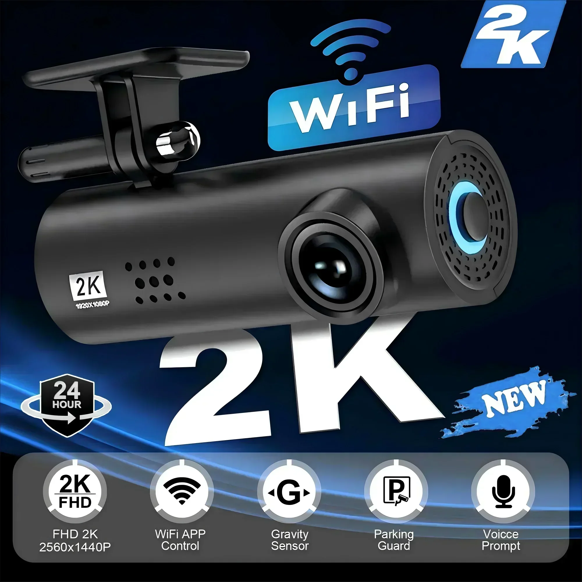 

2K Dash cam Car DVR Recorder Auto Recorder APP Control Black Box WIth WIFI Voice 24h Parking Monitoring function car accessories